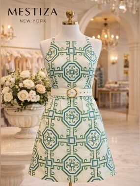 NWOT Mestiza New York Havana Printed Poplin Belted Mini Dress Size 6